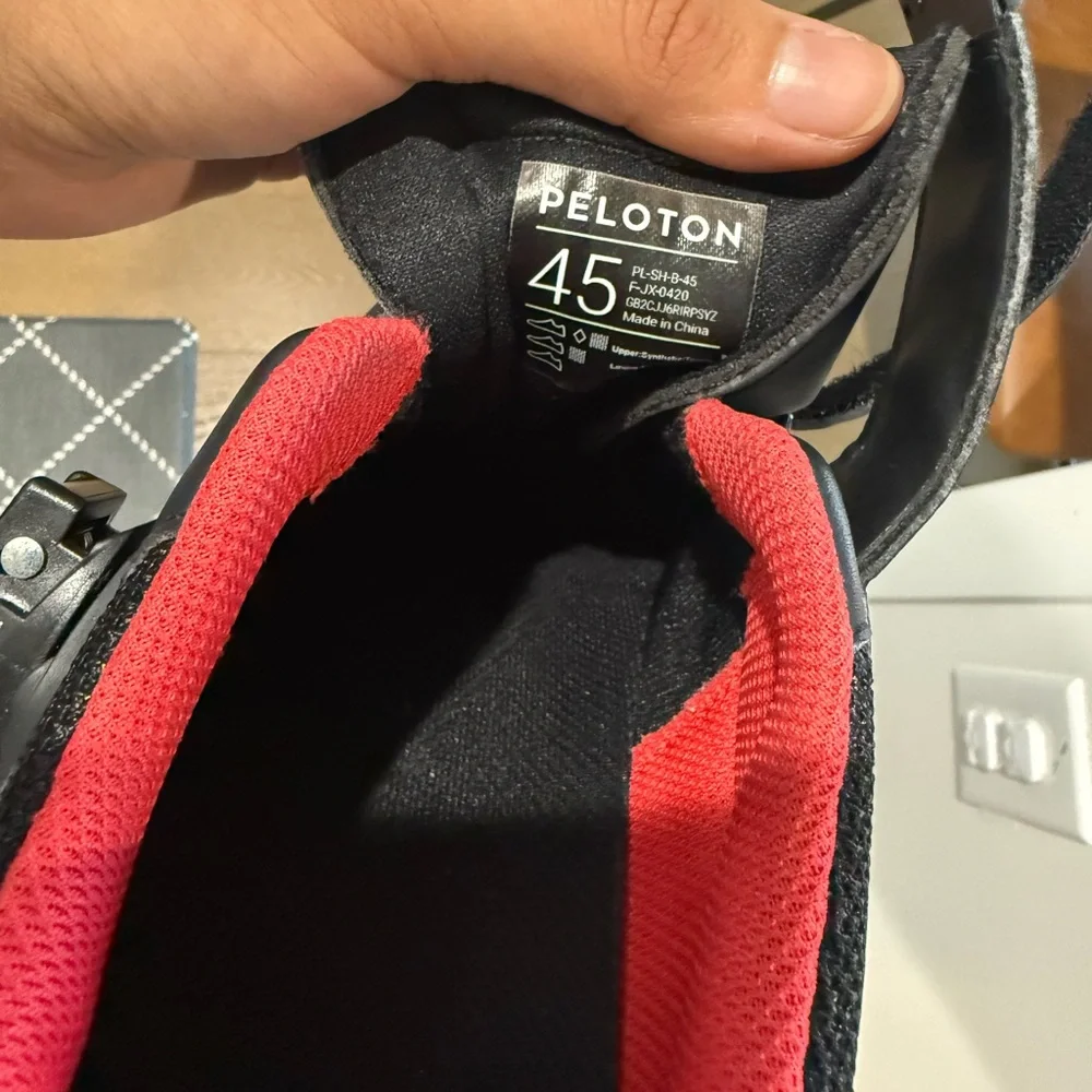 Peloton Cycling‎ Shoe - Black with Red Interior Trim